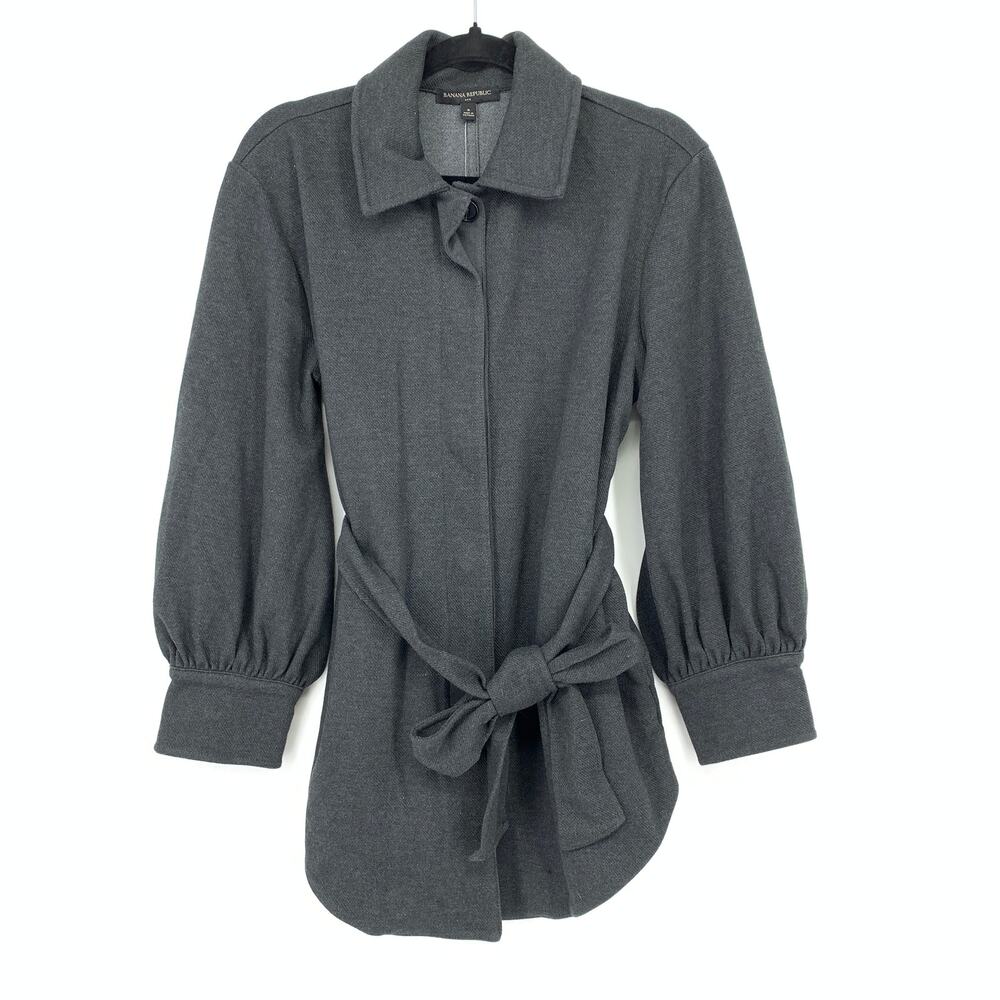 Banana Republic Factory Belted Shirt Jacket Womens Size Small Dark Gray NEW